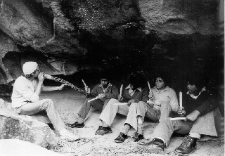 With Aboriginal boys, Maroota, NSW 1981.